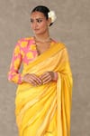 Buy_Masaba_Yellow Raw Silk Digital Print Gulaab Saree With Unstitched Blouse Piece_Online_at_Aza_Fashions