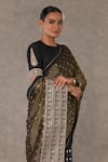 Masaba_Black Saree - Tissue Foil Print With Unstitched Blouse Piece For Women_Online_at_Aza_Fashions