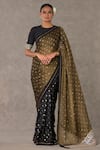 Buy_Masaba_Black Saree - Tissue Foil Print With Unstitched Blouse Piece For Women_Online_at_Aza_Fashions