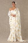 Buy_Masaba_Ivory Saree - Organza Foil Print Gulaab With Unstitched Blouse Piece _at_Aza_Fashions