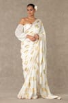 Shop_Masaba_Ivory Saree - Organza Foil Print Gulaab With Unstitched Blouse Piece _Online_at_Aza_Fashions