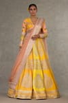 Shop_Masaba_Yellow Lehenga And Blouse Raw Silk Sorbet Paan Patti Embroidered Bridal Set _Online_at_Aza_Fashions