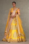 Shop_Masaba_Yellow Lehenga And Blouse Raw Silk Embellished Sorbet Paan Patti Bridal Set _Online_at_Aza_Fashions