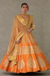 Buy_Masaba_Orange Lehenga And Blouse Raw Silk Embellished Paan Patti Embroidered Bridal Set _at_Aza_Fashions