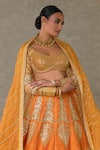 Masaba_Orange Lehenga And Blouse Raw Silk Embellished Paan Patti Embroidered Bridal Set _Online_at_Aza_Fashions