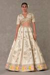 Shop_Masaba_Ivory Dupatta Organza, Lehenga And Blouse Raw Anar Phool Embroidered Bridal Set_at_Aza_Fashions
