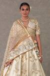 Masaba_Ivory Dupatta Organza, Lehenga And Blouse Raw Anar Phool Embroidered Bridal Set_Online_at_Aza_Fashions