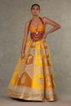 Shop_Masaba_Yellow Lehenga And Bustier Raw Silk Embellished Dori Neel Kamal Embroidered Set _Online_at_Aza_Fashions