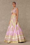 Buy_Masaba_Purple Lehenga And Blouse Raw Anar Phool Patchwork Embroidered Set _Online_at_Aza_Fashions