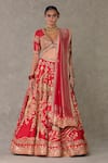 Buy_Masaba_Red Lehenga And Blouse Raw Silk Embellished Bagh E Bahara Embroidered Bridal Set _at_Aza_Fashions