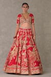 Masaba_Red Lehenga And Blouse Raw Silk Embellished Bagh E Bahara Embroidered Bridal Set _Online_at_Aza_Fashions