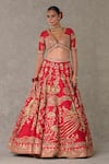 Masaba_Red Lehenga And Blouse Raw Silk Embellished Bagh E Bahara Embroidered Bridal Set _at_Aza_Fashions