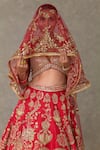 Masaba_Red Lehenga And Blouse Raw Silk Embellished Bagh E Bahara Embroidered Bridal Set _Online_at_Aza_Fashions