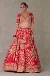 Shop_Masaba_Red Lehenga And Blouse Raw Silk Embellished Bagh E Bahara Embroidered Bridal Set _Online_at_Aza_Fashions