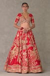 Masaba_Red Lehenga And Blouse Raw Silk Embellished Bagh E Bahara Embroidered Bridal Set _at_Aza_Fashions