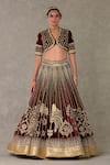 Buy_Masaba_Wine Lehenga And Blouse Silk Velvet Dil Chidiya Embroidered Bridal Set 