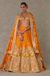 Buy_Masaba_Orange Lehenga And Blouse Raw Silk Printed Chand Phool Bagh Digital Bridal Set _at_Aza_Fashions