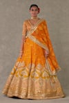 Shop_Masaba_Orange Lehenga And Blouse Raw Silk Printed Chand Phool Bagh Digital Bridal Set _Online_at_Aza_Fashions