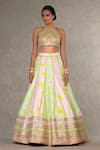 Buy_Masaba_Green Lehenga And Blouse Raw Silk Printed Parijat Summertime Sorbet Cape Set _Online_at_Aza_Fashions