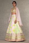 Masaba_Green Lehenga And Blouse Raw Silk Printed Parijat Summertime Sorbet Cape Set _at_Aza_Fashions