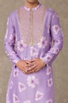 Masaba_Purple Raw Silk Embroidered Dabka Parijat And Sitara Kurta _Online_at_Aza_Fashions