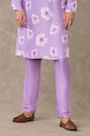 Masaba_Purple Raw Silk Embroidered Dabka Parijat Kurta And Pant Set _at_Aza_Fashions