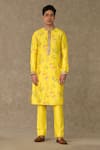 Buy_Masaba_Yellow Raw Silk Embroidered Juhi Printed Straight Kurta _Online_at_Aza_Fashions