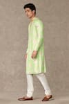 Masaba_Green Raw Silk Printed Parijat Embroidered Kurta And Churidar Set _at_Aza_Fashions