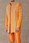 Buy_Masaba_Orange Raw Silk Embroidered Sequin Pearl Embellished Raja Koti Kurta Set _Online_at_Aza_Fashions