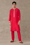 Buy_Masaba_Red Raw Silk Embroidered Sequin Anar Placement Kurta With Pant _at_Aza_Fashions