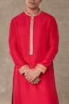 Buy_Masaba_Red Raw Silk Embroidered Sequin Anar Placement Kurta With Pant 