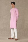 Shop_Masaba_Pink Tissue Embroidery Sequin Bloom Placket Kurta _Online_at_Aza_Fashions