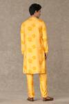 Shop_Masaba_Yellow Raw Silk Print Gulaab Kurta With Pant_at_Aza_Fashions