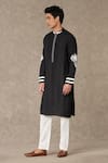 Buy_Masaba_Black Raw Silk Embroidery Palm Tree Shajarah Sequin Kurta With Pant _Online_at_Aza_Fashions