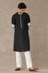 Shop_Masaba_Black Raw Silk Embroidery Palm Tree Shajarah Sequin Kurta With Pant _Online_at_Aza_Fashions