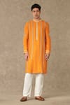 Buy_Masaba_Orange Crepe Silk Embroidery Dori Kalpataru Kurta_at_Aza_Fashions