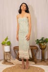 Buy_Kalakaari By Sagarika_Off White Cotton Print Blossom Square Flora Hand Block Maxi Dress _Online_at_Aza_Fashions