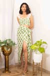 Buy_Kalakaari By Sagarika_Off White Cotton Print Polka Square Magic Top With Wrap Skirt _at_Aza_Fashions