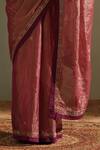 Weaver Story_Purple Tissue Silk Placement Hand Embroidery Zardozi Border Saree _Online_at_Aza_Fashions