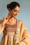 Shop_Weaver Story_Beige Tissue Silk Placement Embellished Lapa Lehenga Peplum Blouse Set _Online_at_Aza_Fashions