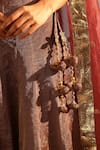 Weaver Story_Brown Tissue Silk Placement Embellished Lapa Lehenga Corset Set _at_Aza_Fashions
