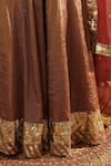 Buy_Weaver Story_Brown Tissue Silk Placement Embellished Lapa Lehenga Corset Set 