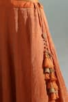 Weaver Story_Orange Tissue Silk Placement Embellished Lehenga Sleeveless Blouse Set _at_Aza_Fashions