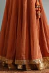 Buy_Weaver Story_Orange Tissue Silk Placement Embellished Lehenga Sleeveless Blouse Set 