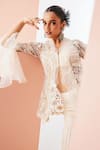 Awigna Ivory Organza, Net Embroidery Asymmetric, Sweetheart Neck Jacket And Pant Set Online at Aza Fashions Awigna_Ivory Organza, Net Embroidery Asymmetric, Sweetheart Neck Jacket And Pant Set _Online_at_Aza_Fashions