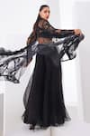 Awigna Black Organza, Net, Cotton Embroidery Sweetheart Floral Cape And Palazzo Set at Aza Fashions Awigna_Black Organza, Net, Cotton Embroidery Sweetheart Floral Cape And Palazzo Set _at_Aza_Fashions
