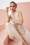 Awigna Ivory Organza, Net Embroidery, Tassels V-neck Floral Kurta And Flared Pant Set Online at Aza Fashions Awigna_Ivory Organza, Net Embroidery, Tassels V-neck Floral Kurta And Flared Pant Set _Online_at_Aza_Fashions