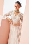 Shop Awigna Ivory Chiffon, Organza Pearls, Sequins, Embroidery Scoop Floral Anarkali Set at Aza Fashions Shop_Awigna_Ivory Chiffon, Organza Pearls, Sequins, Embroidery Scoop Floral Anarkali Set _at_Aza_Fashions