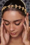 Paisley Pop_Gold Plated Kundan Embellished Head Band _Online_at_Aza_Fashions