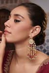Buy_Paisley Pop_Pink Kundan Floral Motif Chandelier Earrings _at_Aza_Fashions